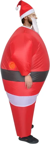 Vista 4 de VURPOKSI Disfraz inflable de Papá Noel divertido de Navidad para Navidad