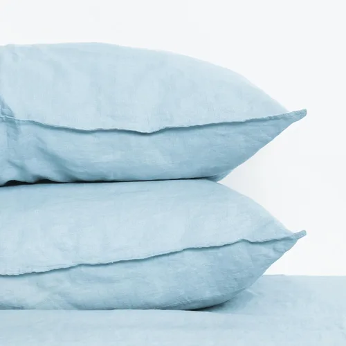 Vista 2 de Linen World - Juego de 2 fundas de almohada de lino francés, fundas de almohada que absorben la humedad lavadas a la piedra