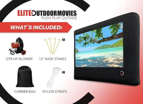 Vista 5 de Elite Outdoor Movies Pantalla inflable de alta calidad, superficie de proyección delantera/trasera de 10 x 5 (diagonal de 16.9 pies)