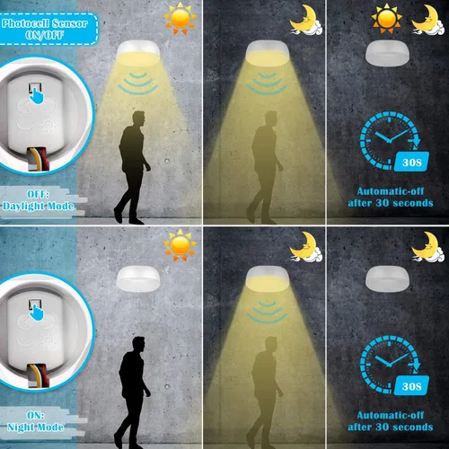 Vista 6 de Luz de techo LED con batería inalámbrica con sensor de movimiento, 300 lúmenes, 5 W, para interiores y exteriores, armario, despensa, escalera