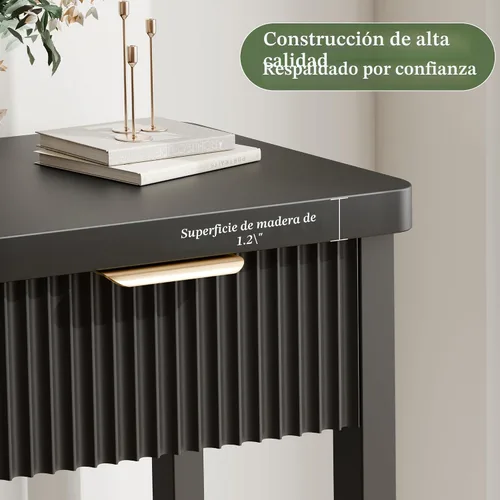 Vista 4 de Lulive Mesa Consola Acanalada de 51" para Entrada, Mesa de Entrada con 3 Cajones de Madera, Mesa Estilo Granja Detrás del Sofá para Sala de Estar
