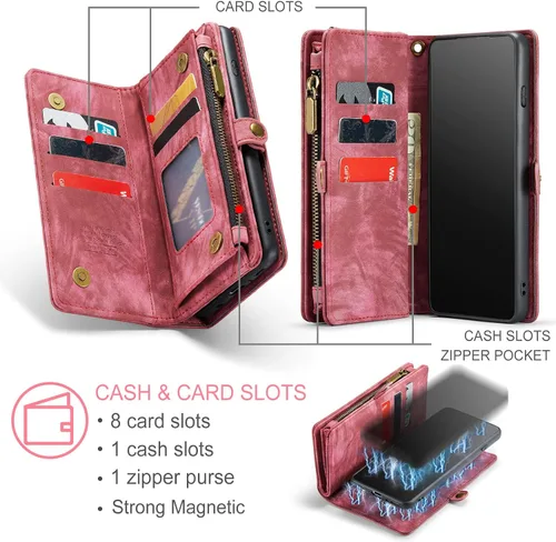 Vista 3 de Asuwish Funda de teléfono para Samsung Galaxy S10 Plus con cierre de cremallera, protector de pantalla de vidrio templado y tarjetero abatible