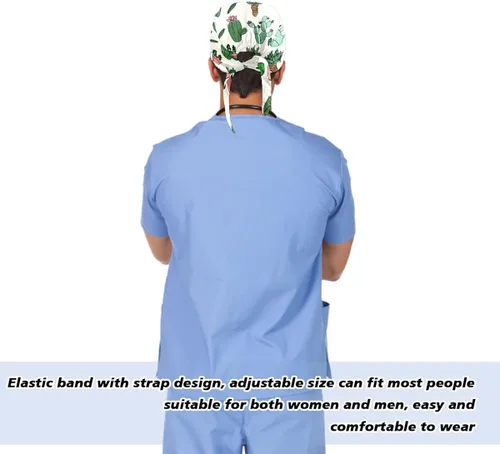 Vista 5 de MUKJHOI Gorras de trabajo ajustables con estampado colorido y lazo para la parte trasera, sombreros con botones