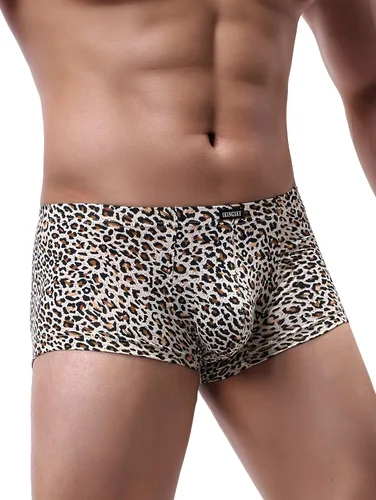 Vista 7 de IKINGSKY iKingksy - Calzoncillos tipo bóxer de leopardo para hombre, de tiro bajo