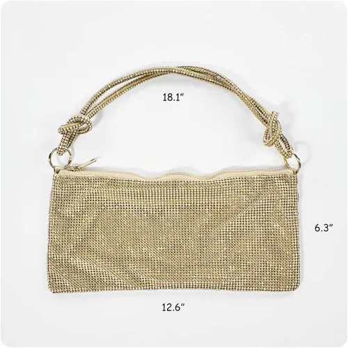Vista 2 de TANOSII Bolso de noche con diamantes de imitación, bolso de noche brillante, bolso de hombro con purpurina para mujer