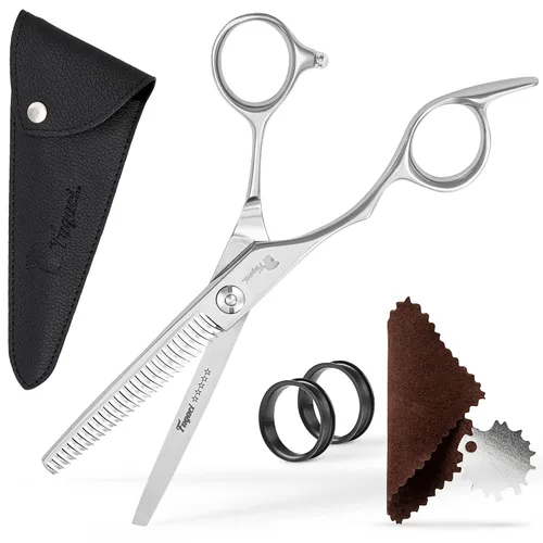 Vista 11 de Tijeras Profesionales para Cabello de 5 Pulgadas con Cuchillas Extremadamente Afiladas, Tijeras de Corte de Cabello de Acero 440C, Duraderas