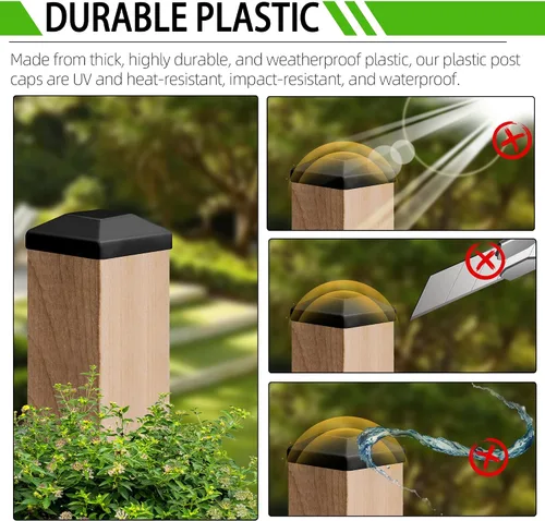 Vista 3 de TonGass Paquete de 24 tapas de madera para postes de valla de madera de 4 x 4 pulgadas (3 5/8 pulgadas), cubierta de madera para postes de terraza