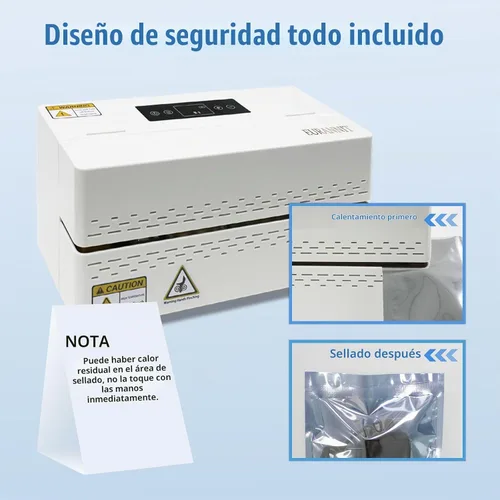 Vista 4 de Máquina selladora térmica, sellador automático de banda continua con control digital de temperatura, sellador horizontal de bolsas para bolsas