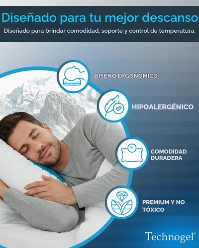 Vista 5 de Technogel Almohada de espuma viscoelástica de gel refrescante, almohada de enfriamiento Comfort Revolution, perfil ventilado de 4.5 pulgadas, zona