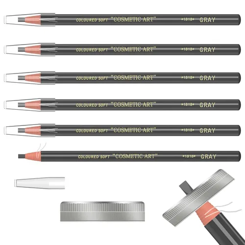 Vista 11 de Kit de maquillaje para tatuar cejas y suministros de microblading con lápices de cejas resistentes al agua - Permanentes, en 5 colores, lápices
