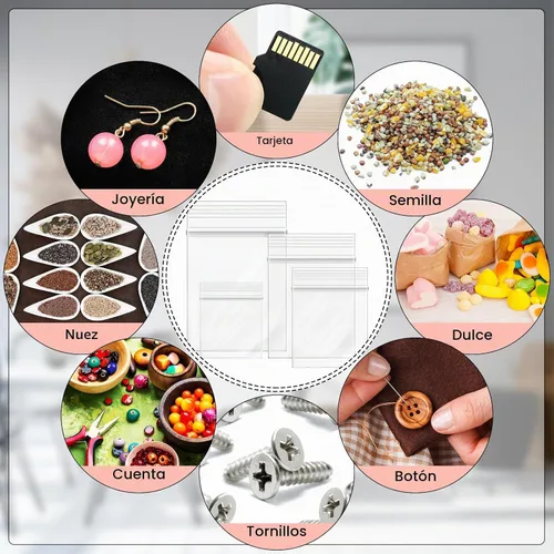 Vista 3 de 400 bolsas de plástico pequeñas de 7 milésimas de pulgada de grosor, con sello de plástico, para joyas, monedas, caramelos, bolsas de polietileno