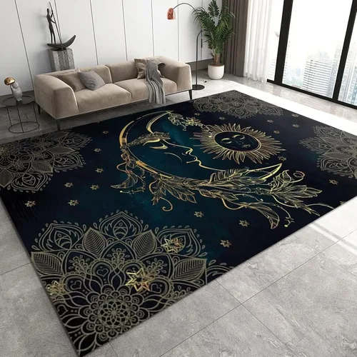 Vista 24 de Alfombras modernas de mediados de siglo cincuenta, colores retro atómicos sin costuras, alfombra de pasillo para exteriores, antideslizante, área