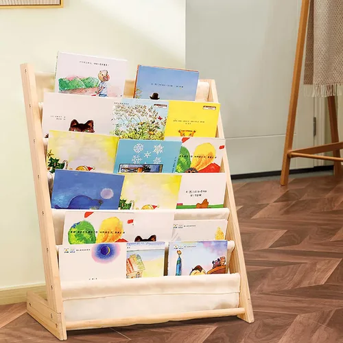 Vista 6 de Estantería de pie, estante de almacenamiento, estante organizador de libros para niños, estantes organizadores de juguetes, estantes