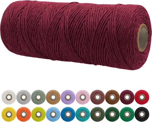 Vista 201 de JeogYong Cordón de macramé de un solo hilo 3 mm x 109 yardas (328 pies) Cuerda de algodón suave Hilo de macramé de 3 mm, suministros de macramé