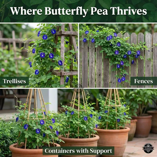 Vista 4 de Más de 50 semillas de flor de guisante mariposa para plantar, semillas de flores sin OMG, vid de guisante de mariposa azul (Clitoria Ternatea) alas