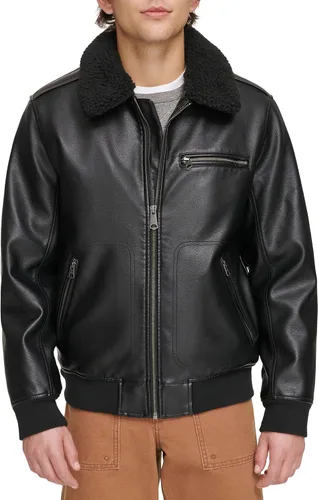 Vista 7 de Levi's Men's Faux Leather Aviator Bomber Jacket With Sherpa Collar