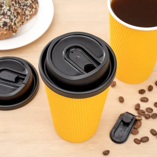 Vista 7 de Restaurantware Solo tapas: tapas Restpresso para tazas de café de papel de 8, 12, 16 y 20 onzas, 25 tapas de papel desechables con tapón Negro