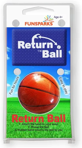 Vista 4 de Bola de retorno – Baloncesto – Divertido juguete para un jugador para juego en interiores o exteriores – Bola de rebote de muñeca divertida