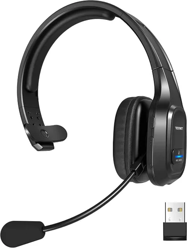 Vista 10 de TECKNET Auriculares Bluetooth para camionero, auriculares Bluetooth con micrófono AI cancelación de ruido inalámbricos en la oreja, auriculares Negro