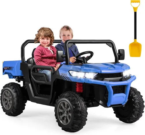 Vista 11 de Costzon Camión volquete con control remoto, UTV eléctrico de 12 V para niños con cama volquete eléctrica, función de balanceo, pala, 4 suspensiones