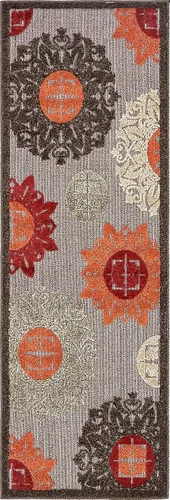 Vista 12 de Unique Loom Outdoor Modern Collection - Alfombra rectangular de 2 x 3 pies 1 pulgada, color marrón y naranja