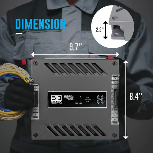 Vista 2 de Amplificador de audio para vehículos de 4 canales, amplificador mono de alta potencia de 200 WRMS con filtro subsónico y filtro de paso bajo estable