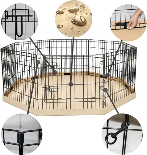 Vista 38 de PETIME - Corral plegable de metal para ejercicio de perros/Parque de juegos para cachorros con 8 paneles para interior/exterior, valla de patio
