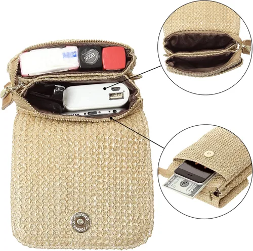 Vista 4 de MINICAT - Bolso cruzado para mujer, pequeño, bolsillos espaciosos, para celular, bolsa de mano para mujer