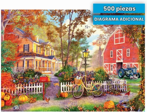 Vista 6 de Buffalo Games Autumn Farmhouse, rompecabezas de 500 piezas para adultos