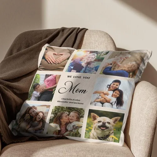 Vista 4 de Bivei Funda de almohada personalizada con imagen y texto, almohada decorativa personalizada para mamá, funda de almohada personalizada para fotos