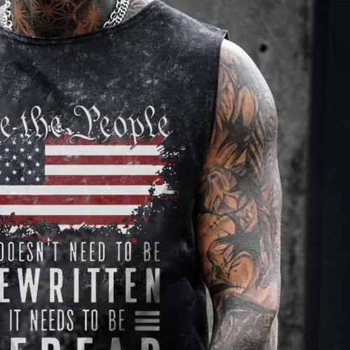 Vista 5 de Camiseta sin mangas con estampado de calavera callejera para hombre, sin mangas, cuello redondo, deportes musculares, acondicionamiento físico