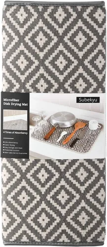 Vista 7 de Estera de secado de platos para cocina, paquete de 2, esteras de drenaje de platos de microfibra ultra absorbente de Subekyu, 19.2 por 15.8 pulgadas