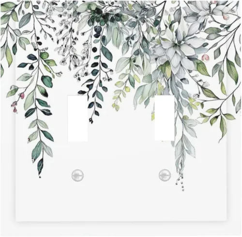 Vista 47 de Cubierta de tomacorriente eléctrico dúplex individual estilo campestre con diseño floral de flores y pájaros en blanco y negro, placa de pared de 1