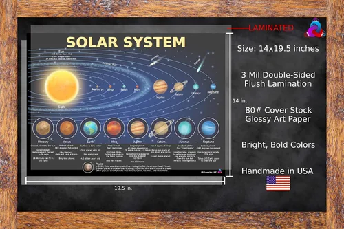 Vista 3 de Póster del sistema solar para niños, laminado de 14 x 19.5 pulgadas, gráfico educativo, decoración de aula, suministros de regreso a la escuela