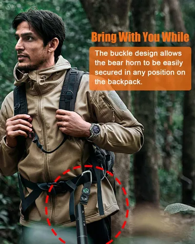 Vista 7 de Bocina de aire electrónica de 120dB con luz, brújula y termómetro - Bocina para osos para asustar a los osos - Autodefensa para senderismo, carga USB
