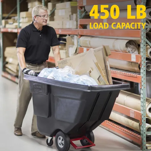 Vista 2 de Rubbermaid Commercial Products Camión volquete inclinable/carrito de basura/recolección de basura/reciclaje, 1/2 yarda cúbica, recolección de Negro