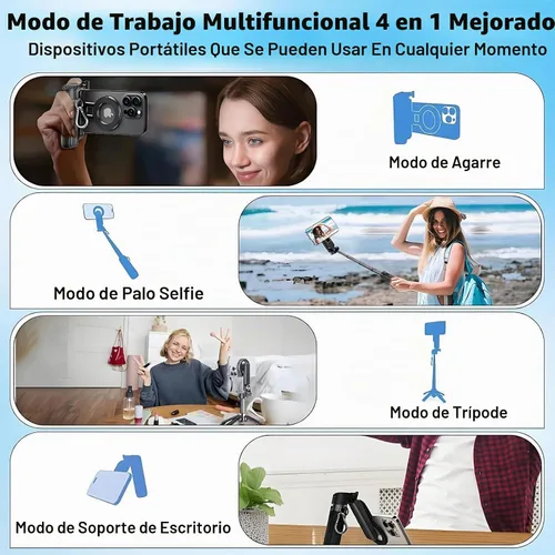 Vista 4 de Trípode magnético multifuncional 4 en 1 para selfie