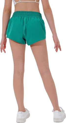 Vista 3 de Aurefin Pantalones cortos deportivos para niñas, pantalones cortos ligeros para correr para adolescentes, niñas, pantalones cortos deportivos