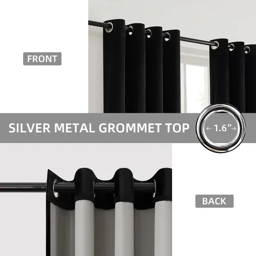 Vista 2 de BULBUL Cortinas de terciopelo 100% opacas negro oro, cortinas modernas con forro de 63 pulgadas de largo, cortinas térmicas con ojales para sala