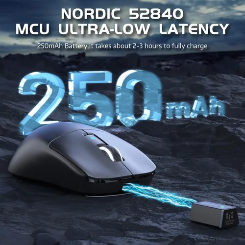 Vista 8 de ATTACK SHARK R6 - Mouse para juegos SUPERLIGHT de 1.38 oz, sensor de juego PixArt PAW3950MAX, mouse inalámbrico 8K, MCU Nodic 52840, BT2.4Gmouse