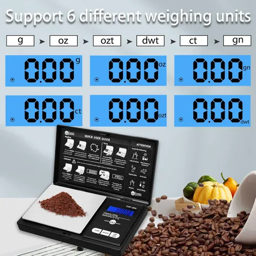 Vista 4 de Weigh Gram 200g Báscula Digital de Bolsillo de Gramos 0.01g de Precisión, Mini Báscula Digital de Gramos 200g x 0.01g, Pequeña Báscula de Alimentos
