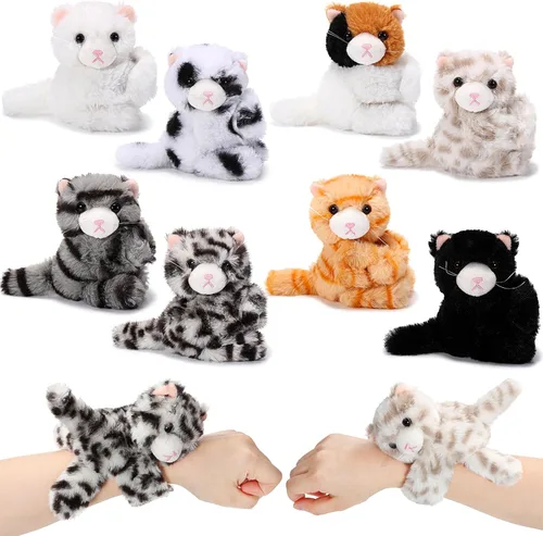 Vista 14 de Liliful Paquete de 8 pulseras de peluche para niños, regalos de animales de peluche, premios de clase de graduación de 8 pulgadas, muñequera, linda