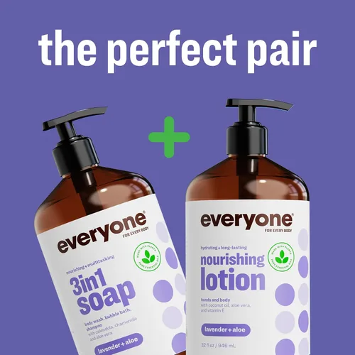 Vista 8 de Everyone Jabón 3 en 1, gel de baño, baño de burbujas, champú, 32 onzas (paquete de 1), lavanda y aloe, hecho con aceites esenciales para hombres