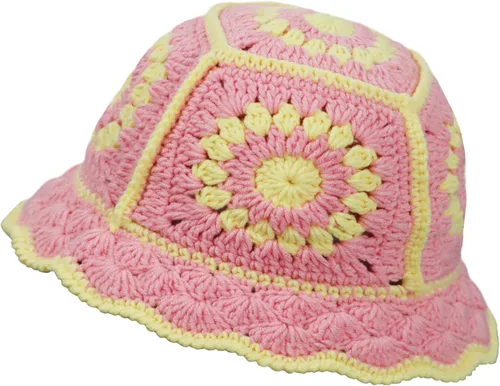 Vista 10 de Sombrero de pescador de ganchillo para mujer, tejido hecho a mano, plegable, flexible, a la moda, lindo, cómodo e informal B-Negro