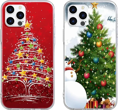 Vista 12 de Paquete de 2 fundas transparentes de Navidad para iPhone 7/8/SE 2020 / SE 2022 de 4.7 pulgadas, árboles de Navidad, resistentes al amarilleo