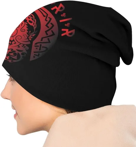 Vista 4 de Viking Tattoo Fenrir Wolf Beanie Hat Street Skullies Hombre Mujer Nórdico Sombrero Invierno Cálido Moda Hip Hop Sombrero