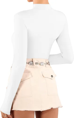 Vista 4 de MANGOPOP Body de manga larga sin mangas para mujer con corte frontal