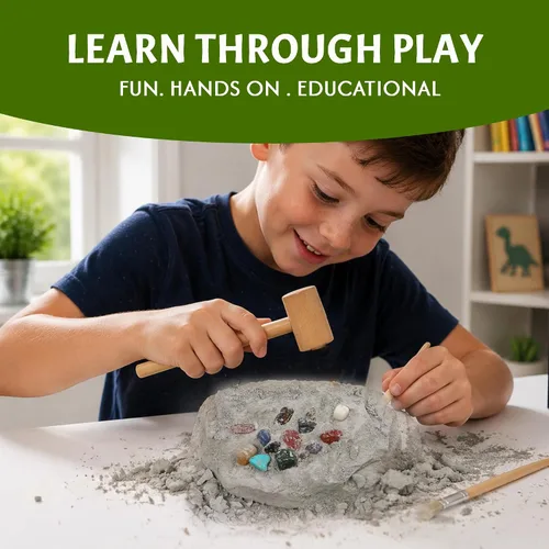 Vista 6 de LotFancy Kit de excavación de piedras preciosas, 20 gemas reales, kit de ciencia para niños de 8 a 12 años, juguete educativo, regalo de cumpleaños