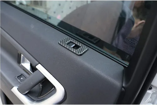 Vista 4 de YIWANG Interruptor de elevación de ventana de coche de fibra de carbono real, marco de botón, 4 unids para Land Rover Discovery Sport 2015-2019
