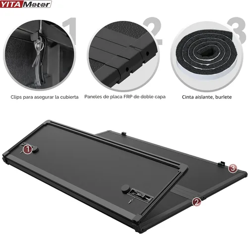 Vista 3 de YITAMOTOR - Funda rígida de triple pliegue para tonneau de camioneta de 5.8 pies, compatible con GMC Sierra 1500 y Chevy Silverado 2007 al 2013